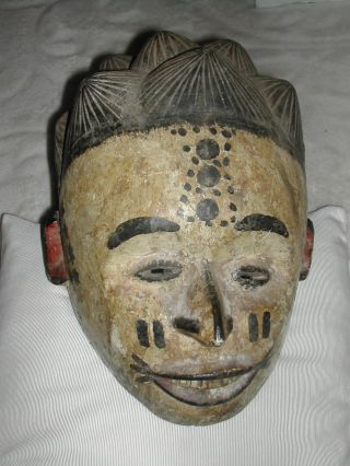 Uralte Afrikanische Holzmaske Holz Maske Handgeschnitzt Handbemalt Naturfarben Bild