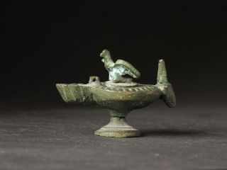 Kleine Antike Römische Bronze Öllampe Bild