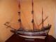 Sehr Alter 85cm Modell Schiff Segelschiff Aus Holz Maritime Dekoration Bild 2