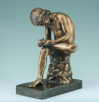 Große Barbedienne Skulptur Dornauszieher Bronze Paris 1880 Spinario Sculpture Bild