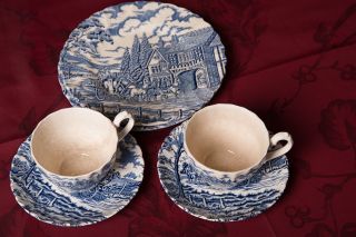 Altes Porzellan 2xkaffeegedeck 3tlg Blau Myott Royal Mail Blau Made In England Bild