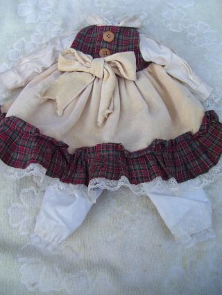 Alte Puppenkleidung Velvet Country Dress Outfit Vintage Doll Clothes 40 Cm Girl Bild