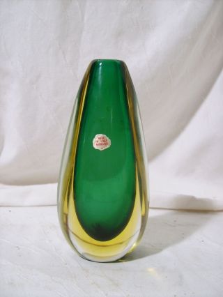 Murano Glas Vase,  Sommerso,  Origl.  Label,  17 Cm H,  50er Jahre,  F.  Poli,  Seguso Bild