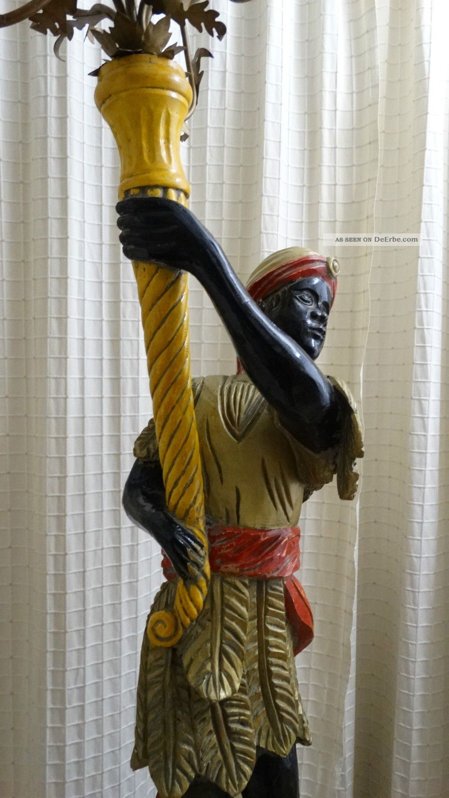 Grosse Mohrenlampe Mohren Lampe Stehleuchter Ca. 210 Cm Holz Mohrlampe