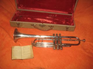 Alte Silberne Trompete Jazztrompete Mit Koffer,  Versilbert? Gemarkt Aber Wer ? Bild