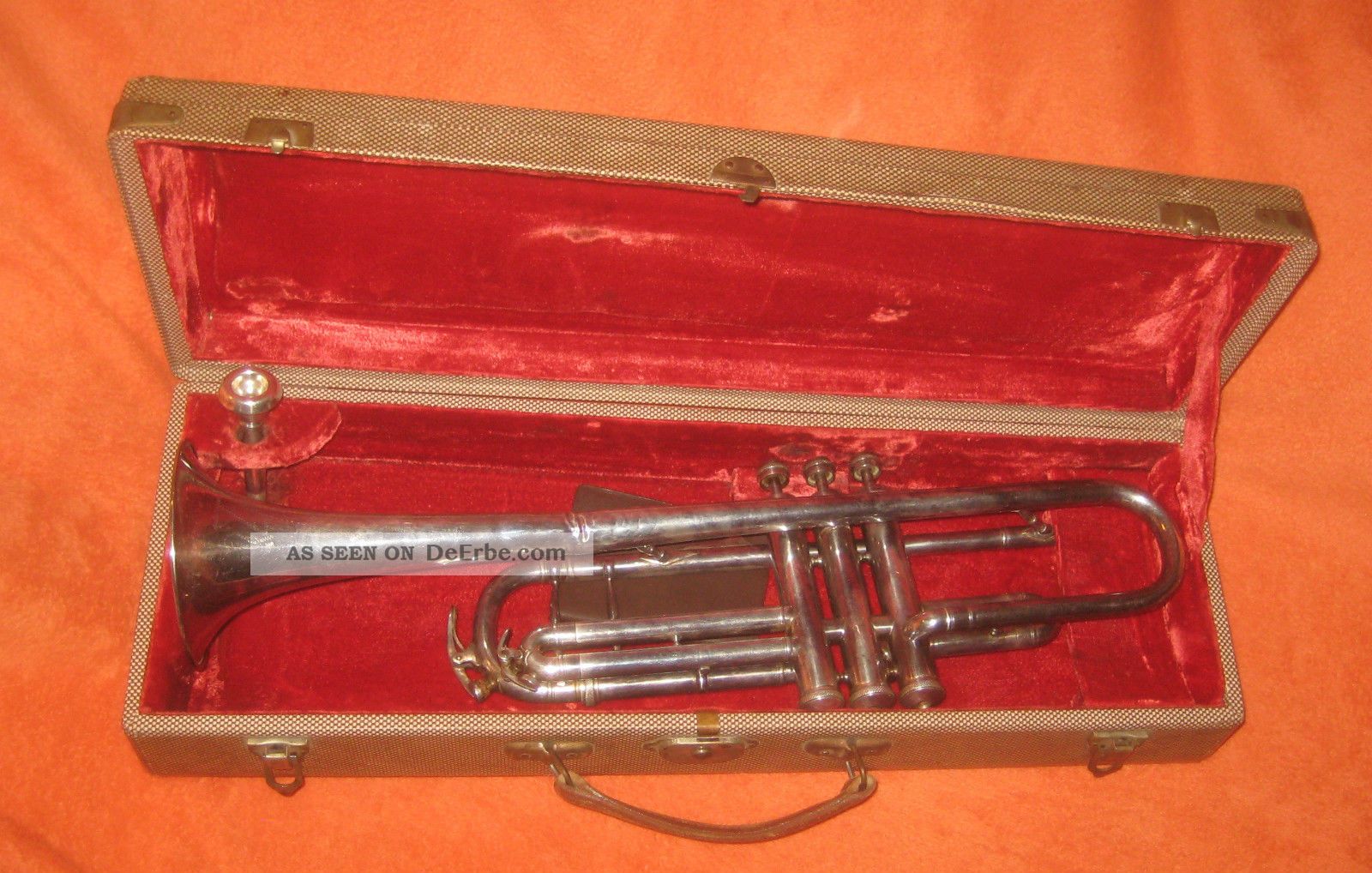 Alte Silberne Trompete Jazztrompete Mit Koffer, Versilbert? Gemarkt