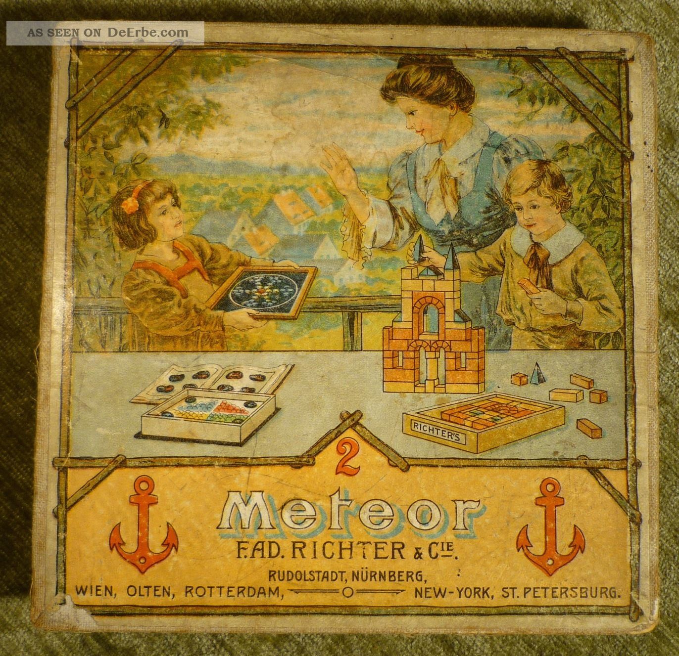 Richter Anker Meteor Kugel Mosaik Spiel Perlenkasten Antik Spielzeug Kugelmosaik Baukästen Bild
