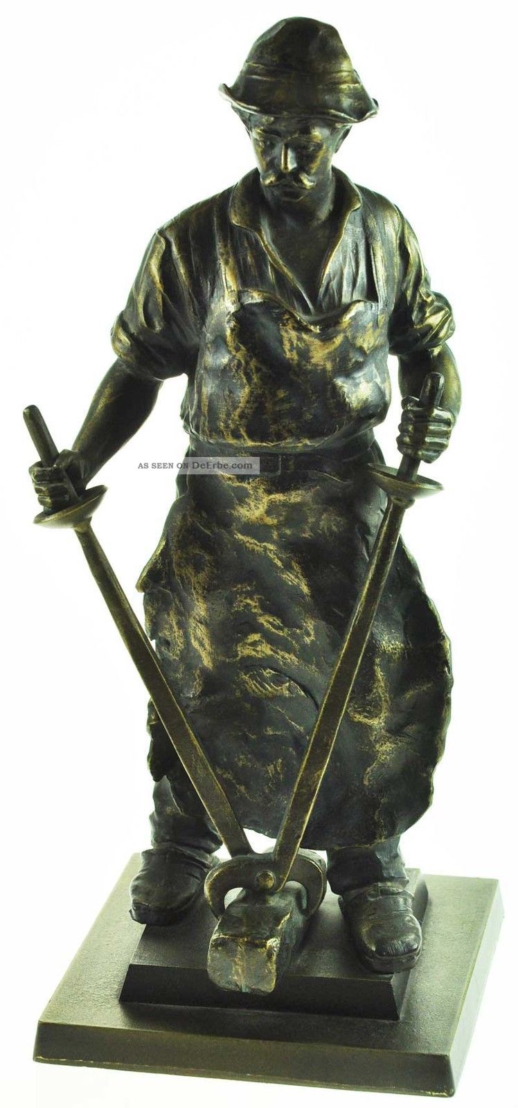 Figur Hüttenmann / Skulptur / Stahlarbeiter Zange - Metallguß Bronziert - 14d102 - 9 1950-1999 Bild