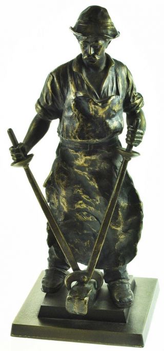 Figur Hüttenmann / Skulptur / Stahlarbeiter Zange - Metallguß Bronziert - 14d102 - 9 Bild