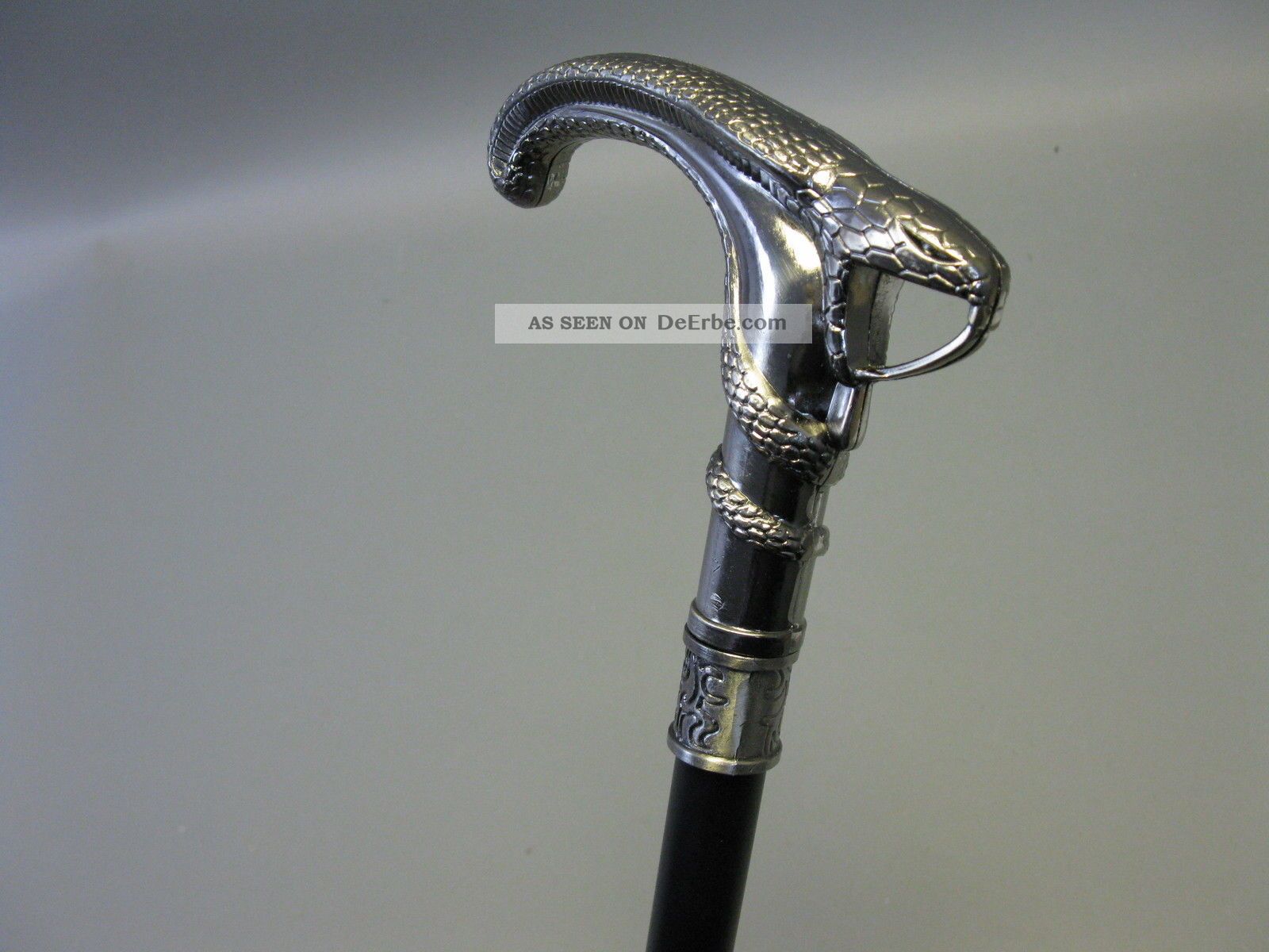 Metall Spazierstock Gehstock  Schlange schwarz 92 cm  Gothic Cobra Geheimfach 
