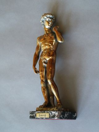 Skulptur David Auf Marmor Sockel 925 Silber Punziert Bild