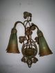 2 Wandleuchten Honsel,  Bronze Wandlampe Lampe 2 - Armig Mit Glasschirmen Gefertigt nach 1945 Bild 2