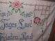 Handgestickte Decke Spruch - Tuch Sticktuch Shabby - Stickerei Schönerzustand Tischdecken Bild 1