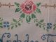 Handgestickte Decke Spruch - Tuch Sticktuch Shabby - Stickerei Schönerzustand Tischdecken Bild 3