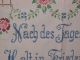 Handgestickte Decke Spruch - Tuch Sticktuch Shabby - Stickerei Schönerzustand Tischdecken Bild 4