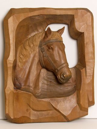 Holzpferd Holzrelief Haflinger Pferdeskulptur Südtirol Geschnitzt - Top - Bild