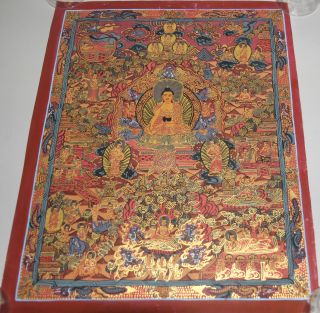 Signiert Hand Gemalte Tibetische Buddha - Man Thangka Thanka Goldmalerei G Bild