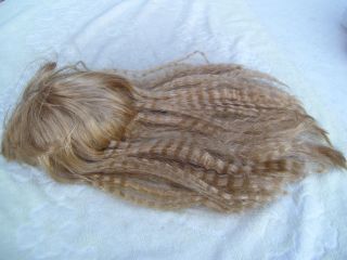 Alte Puppenteile Goldblonde Lang Haar Perücke Vintage Doll Hair Wig 50 Cm Girl Bild