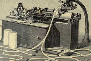 Stich Alt Holzstich Um 1880 - Der Phonograph Bild