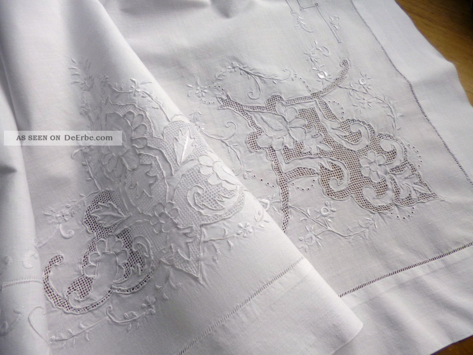 Wunderschöne Kommoden - Decke - Stickerei/spitze - Hohlsaum - 86 X 75 Cm Textilien & Weißwäsche Bild