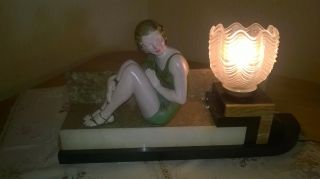 Marmorlampe Art Deco Antike Marmorlampe Figürliche Lampe Antik Bild