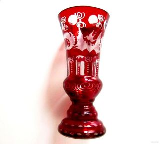 Antike Rubin Kristall Glas Vase BÖhmen 1900 - 1930er Jahren.  Handarbeit. Bild