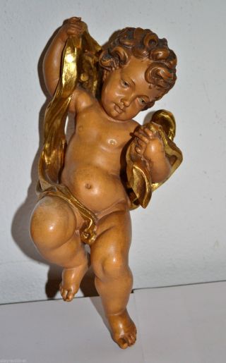 WunderschÖner Geschnitzter Engel Aus Holz Blattvergoldet Barock - Form Angel Anri Bild