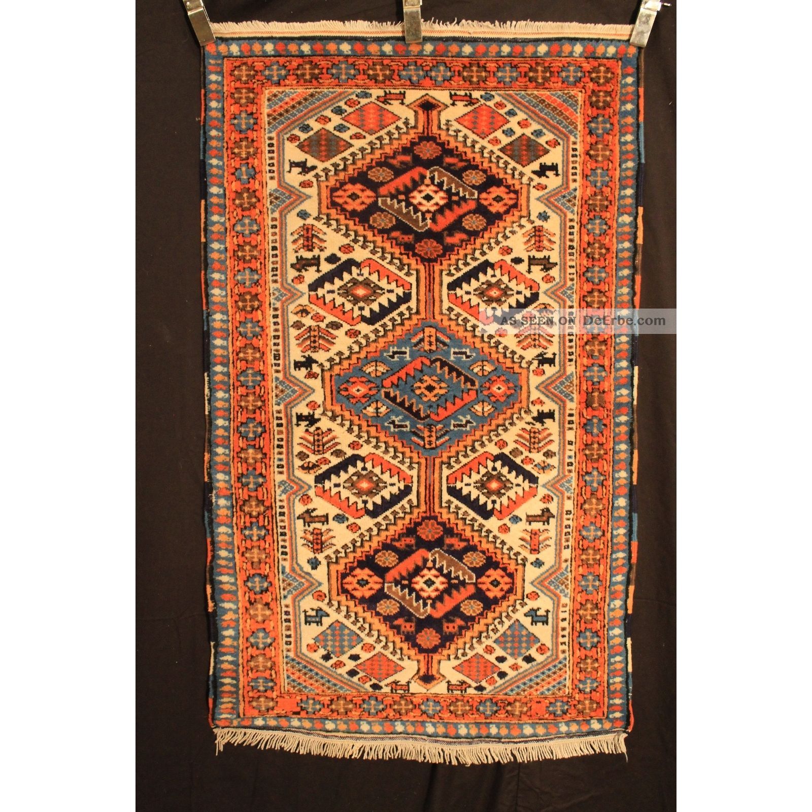 Antik Handgeknüpfter Sammler Teppich Kazak Sh Iraz Carpet Tappeto Tapis 80x130cm Teppiche & Flachgewebe Bild