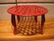 Puppenstube Gartenmöbel Blech Rot Lackiert - 3 Stühle,  1 Runder Tisch Original, gefertigt vor 1970 Bild 5