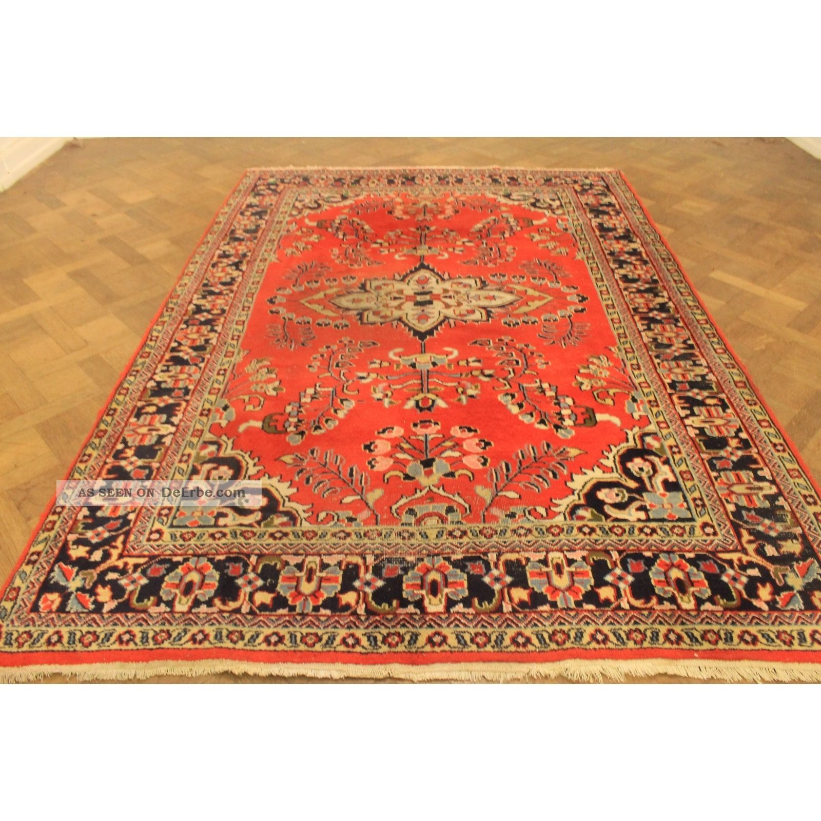 Schöner Alter Handgeknüpfter Vintage Us Sarouq Kaschmir Orientteppich 210x300cm Teppiche & Flachgewebe Bild