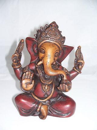 Polyresin Figur Ganesha Ca.  16 X 14 Cm Handgefertigt.  Ganesh Indischer Gott Bild