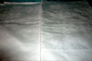 2 Damast - Bettbezüge,  Weiß,  126 X 192cm,  Einwebmuster:blumen - Mit Monogramm - Ik Bild