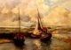 Große Norddt.  Küstenszene Mit Seglelschiffen Um 1900 110x90cm Originale der Zeit Bild 1
