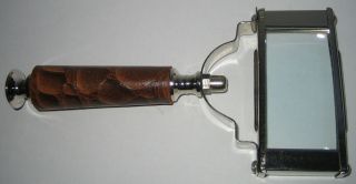 Rechteckige Lupe Leselupe Handlupe,  Mit Kroko - Optik - Griff,  Im Antik - Stil,  15x8cm Bild