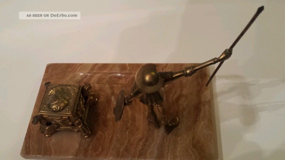 Alte Schreibtisch - Garnitur - Don Quichote - Bronze? - Auf Marmor - Komplett Bronze Bild