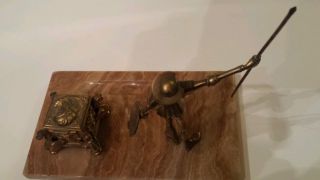 Alte Schreibtisch - Garnitur - Don Quichote - Bronze? - Auf Marmor - Komplett Bild