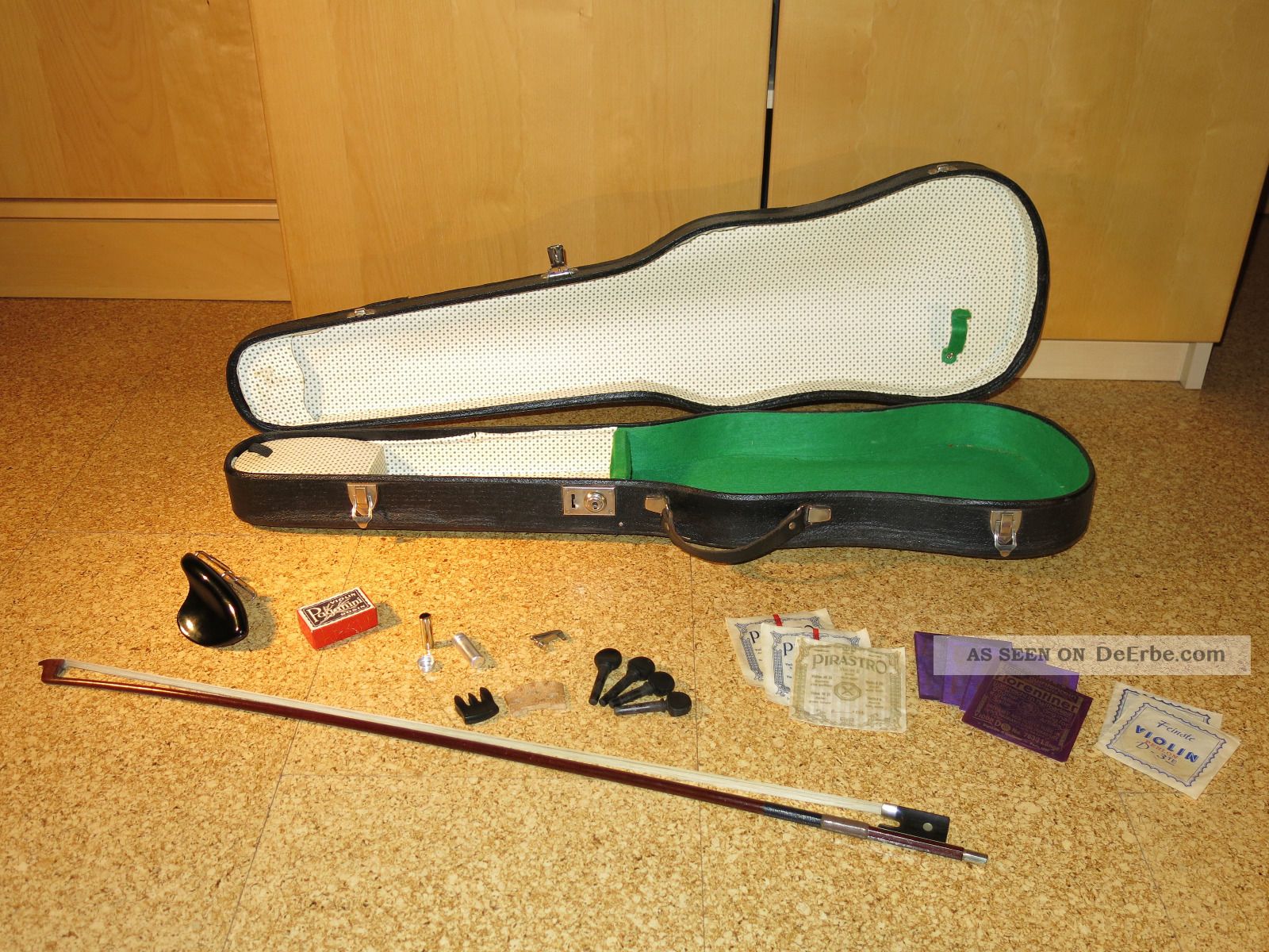 Violinkoffer / Geigenkasten Vintage Mit Zubehör Saiteninstrumente Bild