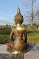 Cloisonne Buddha Figur Statue Bronze China Skulptur Buddhismus Asiatika Unikat Entstehungszeit nach 1945 Bild 4