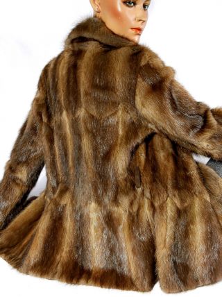Pelzjacke Bisam Wie Nerz Pelz Jacke Muskrat Fur Jacket Vintage Soft Fitted S - M Bild