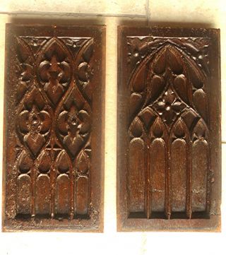Zwei Schöne Gottische Panels Um 1480 2 - Holzschnittzerei Bild