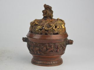 Altes Lebendig Bronze&copper Skulptur Dragon Incense Burner Statue Bild