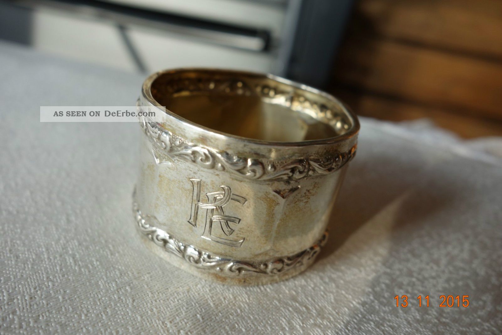 3 Serviettenringe 800er Silber Gravur Ek,  Ah Und Ke Objekte nach 1945 Bild