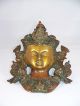 Messing Maske Tara 20 X 13,  5 Cm.  Wand Deko Masken Buddha Göttin Buddhismus Entstehungszeit nach 1945 Bild 1