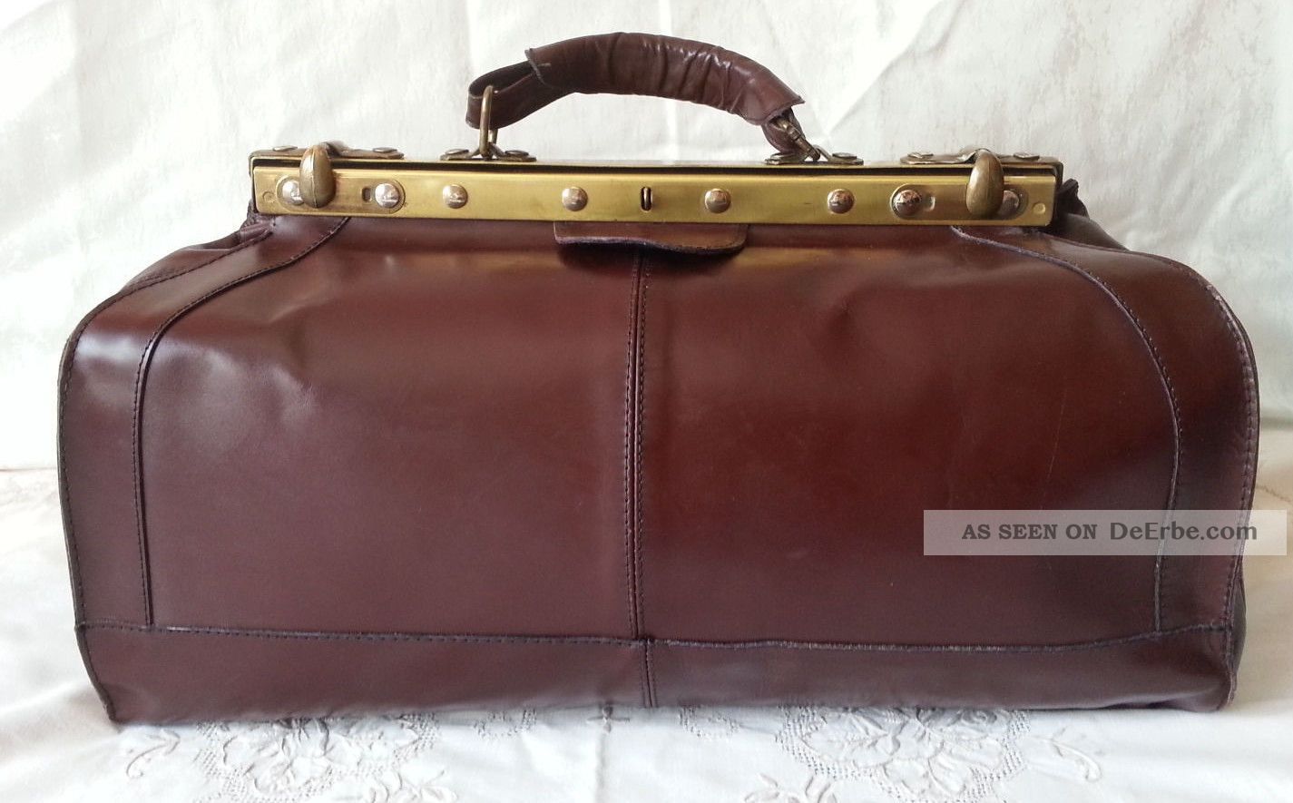 Vintage Ledertasche Arzttasche Bordeaux Weekender Reisetasche Leder Tasche Accessoires Bild