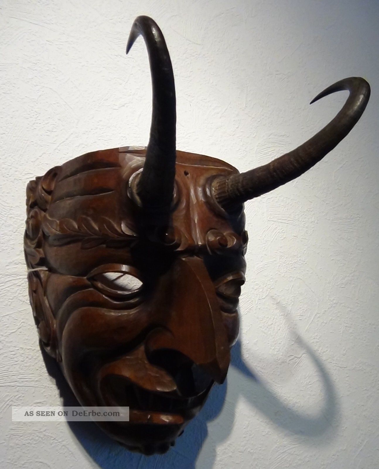 Antike Geschnitzte Holzmaske Larve Perchtenmaske Faschingsmaske Fasnet