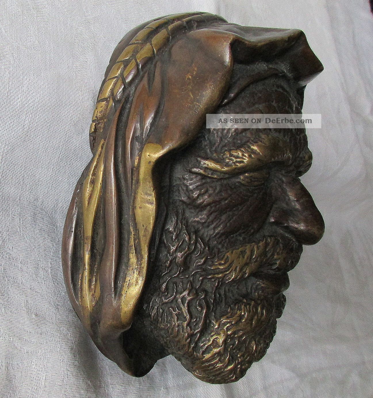 Alte Wandmaske Aus Bronze - Araber,  Beduine - Wiener Bronze? Unsigniert,  1,  1 Kg. Bronze Bild
