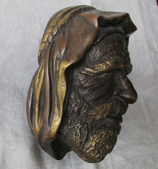 Alte Wandmaske Aus Bronze - Araber,  Beduine - Wiener Bronze? Unsigniert,  1,  1 Kg. Bild
