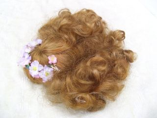Alte Puppenteile Goldrote Locken Haar Perücke Vintage Doll Hair Wig 25 Cm Girl Bild