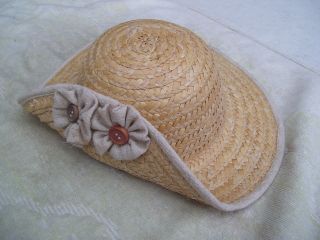 Alte Puppenkleidung Accessories Large Straw Hat Vintage Doll Clothes 50 Cm Girl Bild