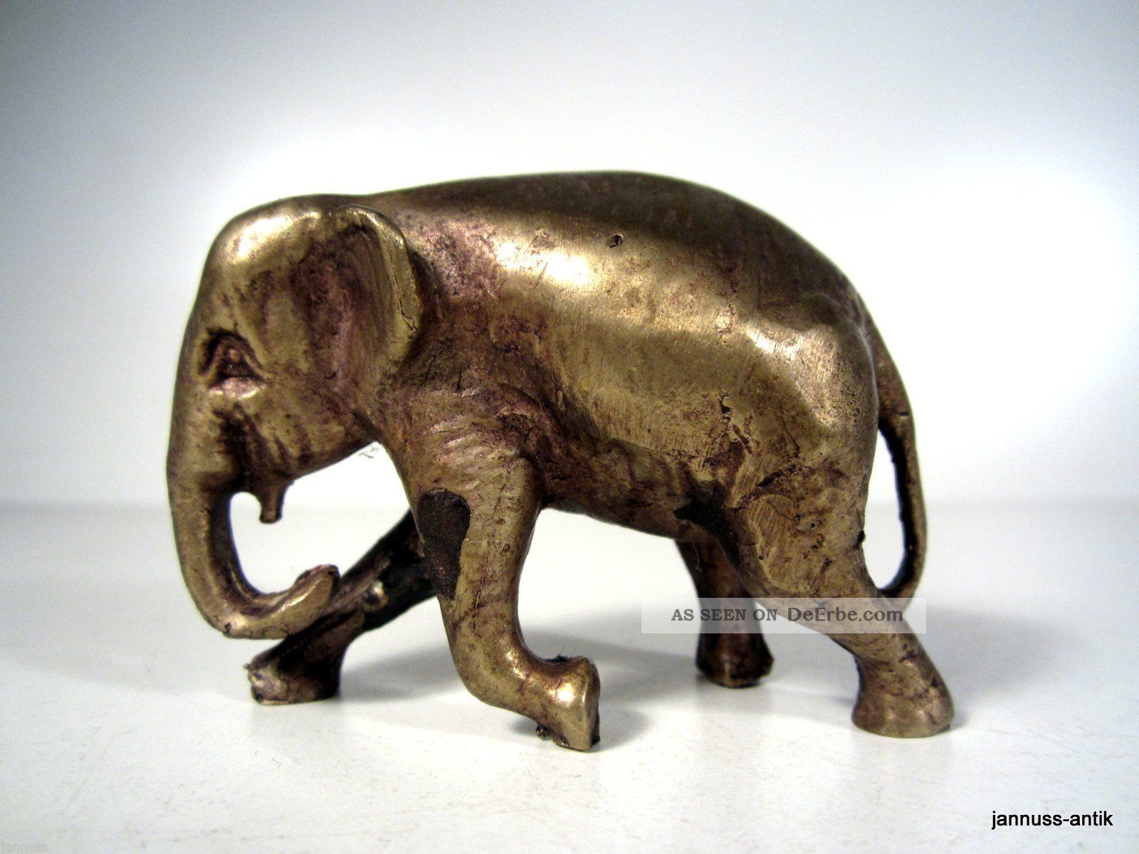 Seltene Metallfigur Elefant Bronze O.  Messing 50er Seltenes Sammlerstück Bronze Bild